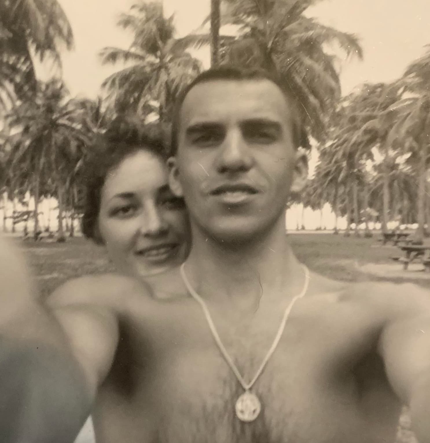 “My grandparents selfie in the 60s at a military base in Puerto Rico.”